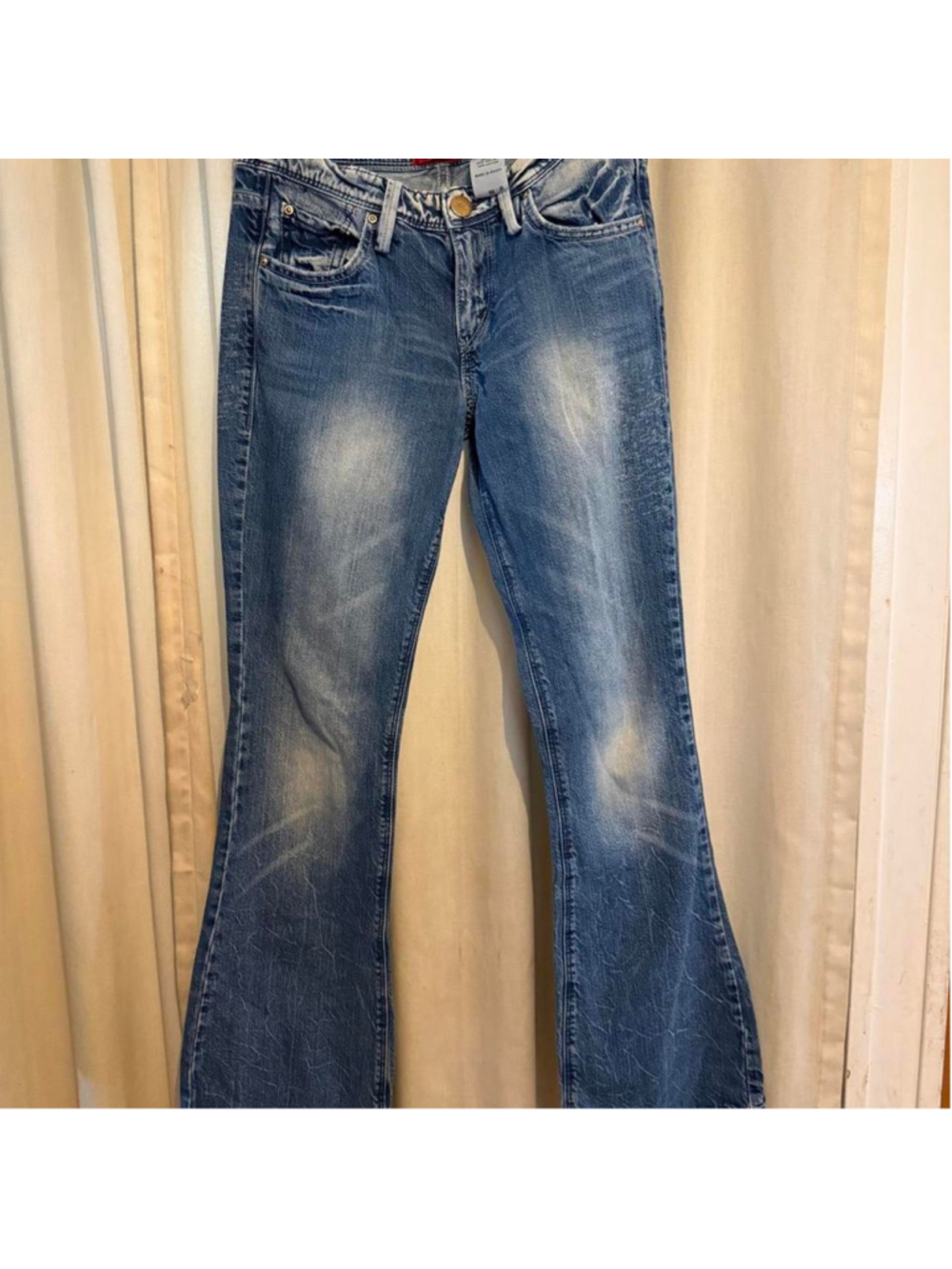 VTG Y2K Levi's Juniors 5M Low Rise Laser Etched Floral Flare Bootcut Jeans Cotto